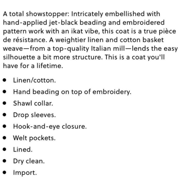 J.Crew Collection black beaded embroidered linen navy topcoat *shop@iamwarrior - Picture 14 of 15